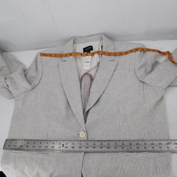 NWT J crew blazer womens 20 Collection tuxedo striped Italian linen metallic - Picture 11 of 15